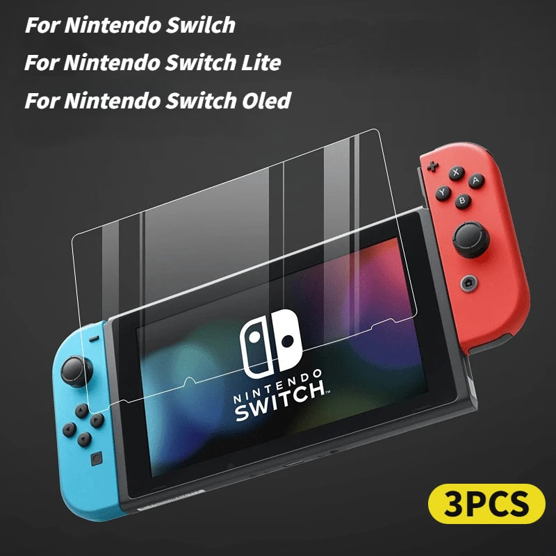 Protector de Pantalla de Vidrio Templado 9H para Nintendo Switch, Switch Lite y OLED (Pack de 3)