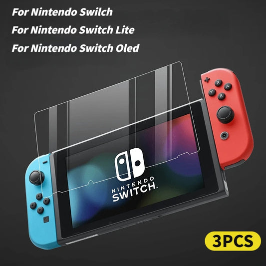 Protector de Pantalla de Vidrio Templado 9H para Nintendo Switch, Switch Lite y OLED (Pack de 3)